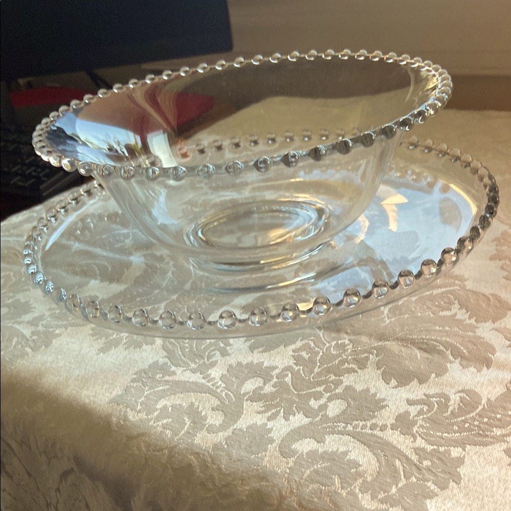 Vintage Imperial Glass Candlewick 10Inch Bowl with 12inch plate